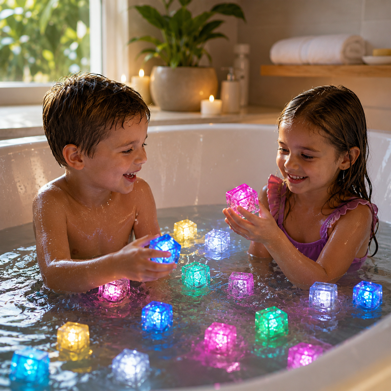 Cubos de baño luminosos Juguete de baño colorido