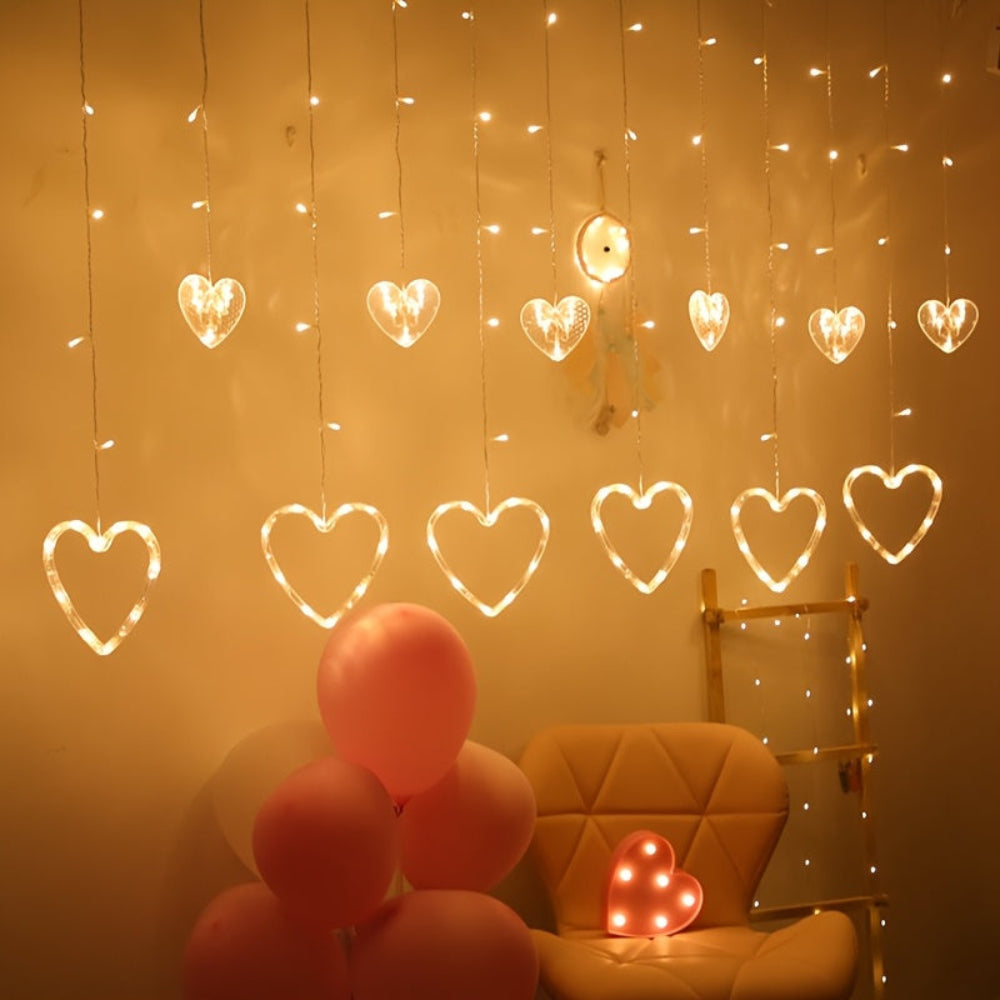 Lichterkette Herz LED Batterie Wanddekoration Valentinstag