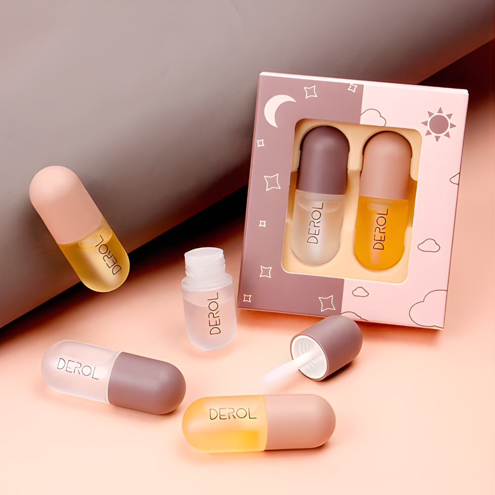 Lippenpflege Set Volumen Serum Feuchtigkeit Gloss Duo Tag Nacht