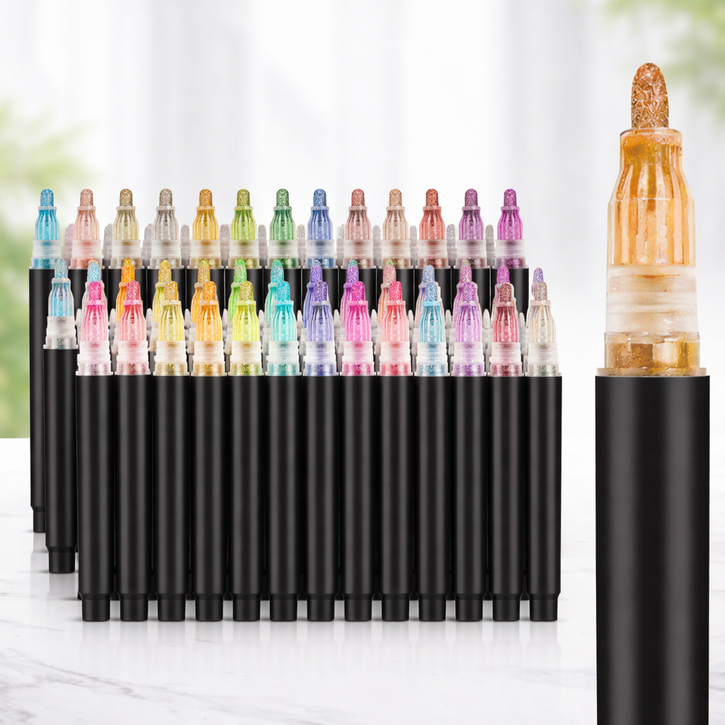 Marker Pens Double Line Contour Gloss Effect Drawing