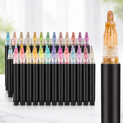 Marker Pens Double Line Contour Gloss Effect Drawing