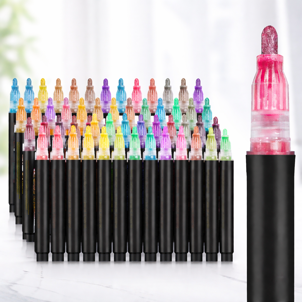 Marker Pens Double Line Contour Gloss Effect Drawing