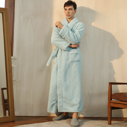 Women’s Men’s Flannel Bathrobe Soft Morning Robe Home