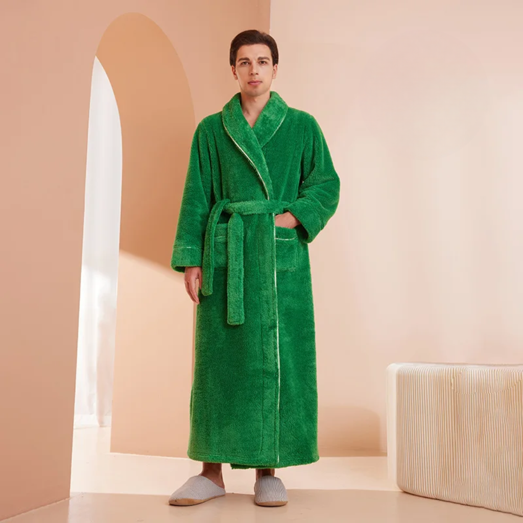 Women’s Men’s Flannel Bathrobe Soft Morning Robe Home