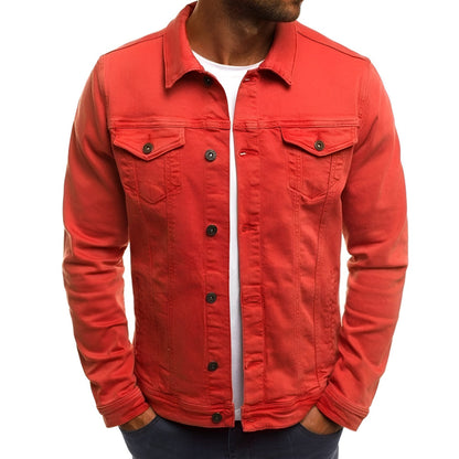 Giacca da uomo di mezza stagione con colletto a camicia, abbottonatura e tasche