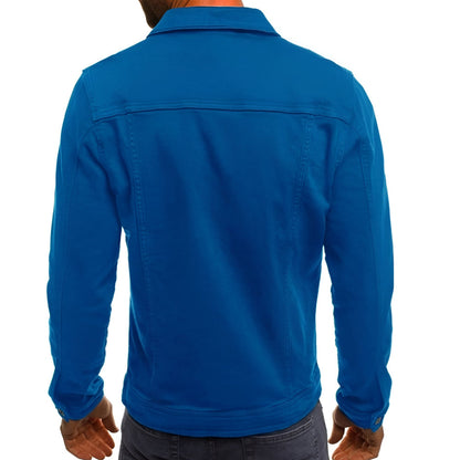 Giacca da uomo di mezza stagione con colletto a camicia, abbottonatura e tasche
