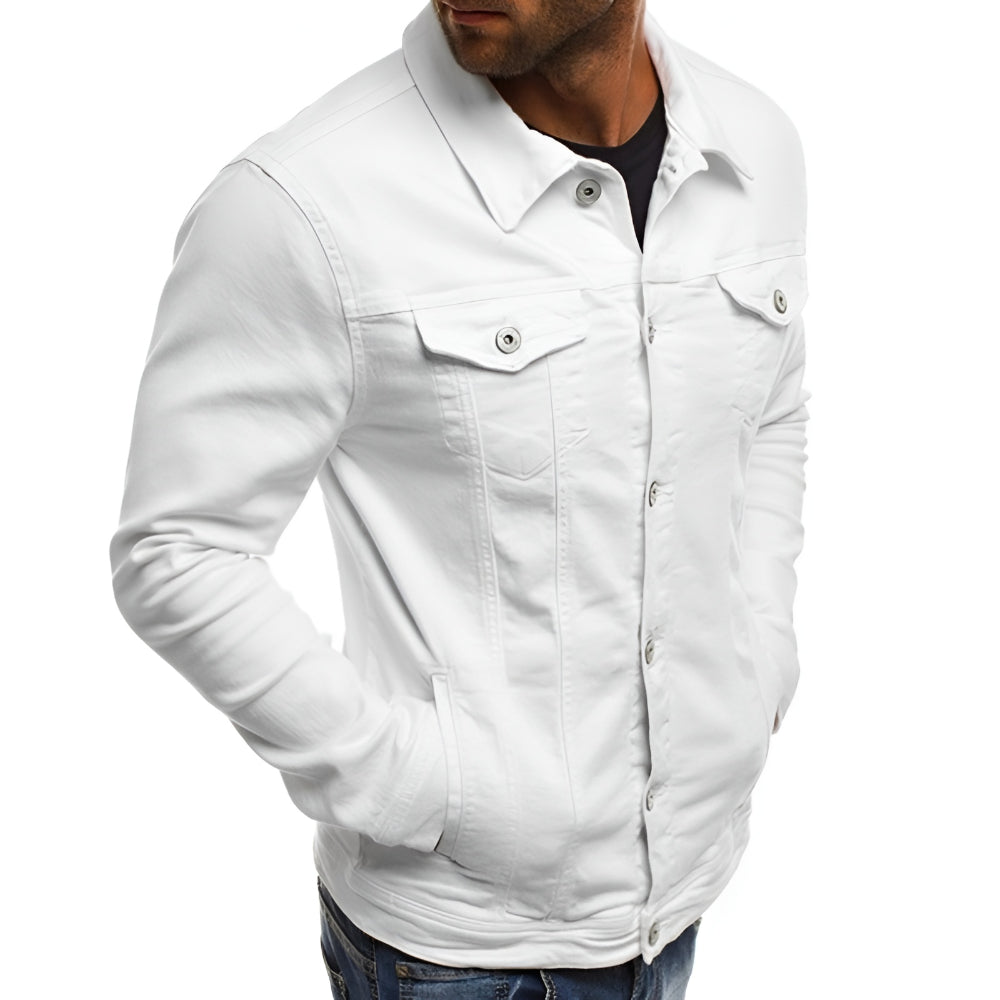 Giacca da uomo di mezza stagione con colletto a camicia, abbottonatura e tasche
