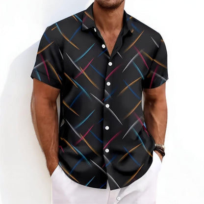 Chemise homme manches courtes décontractée rayée coupe régulière