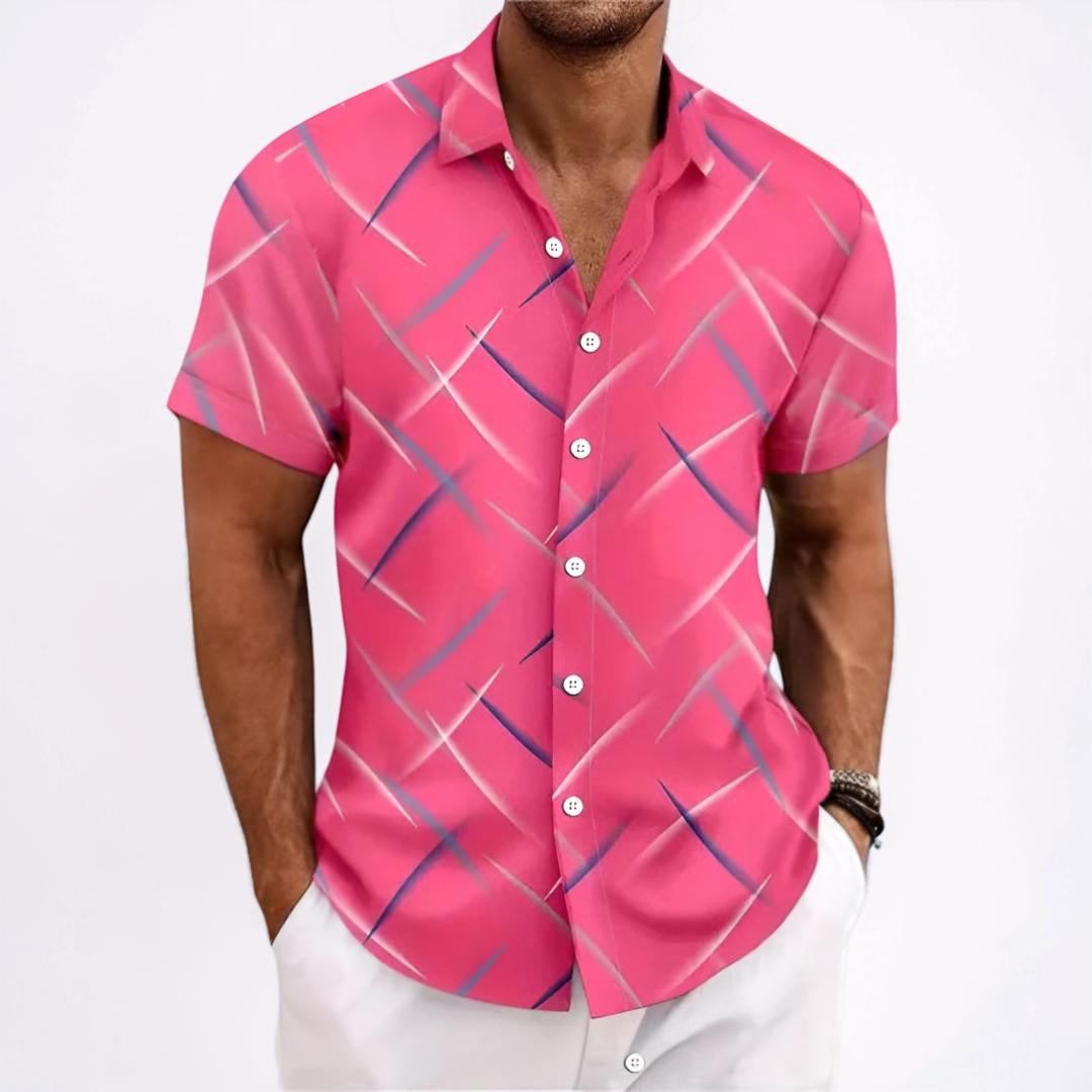 Chemise homme manches courtes décontractée rayée coupe régulière
