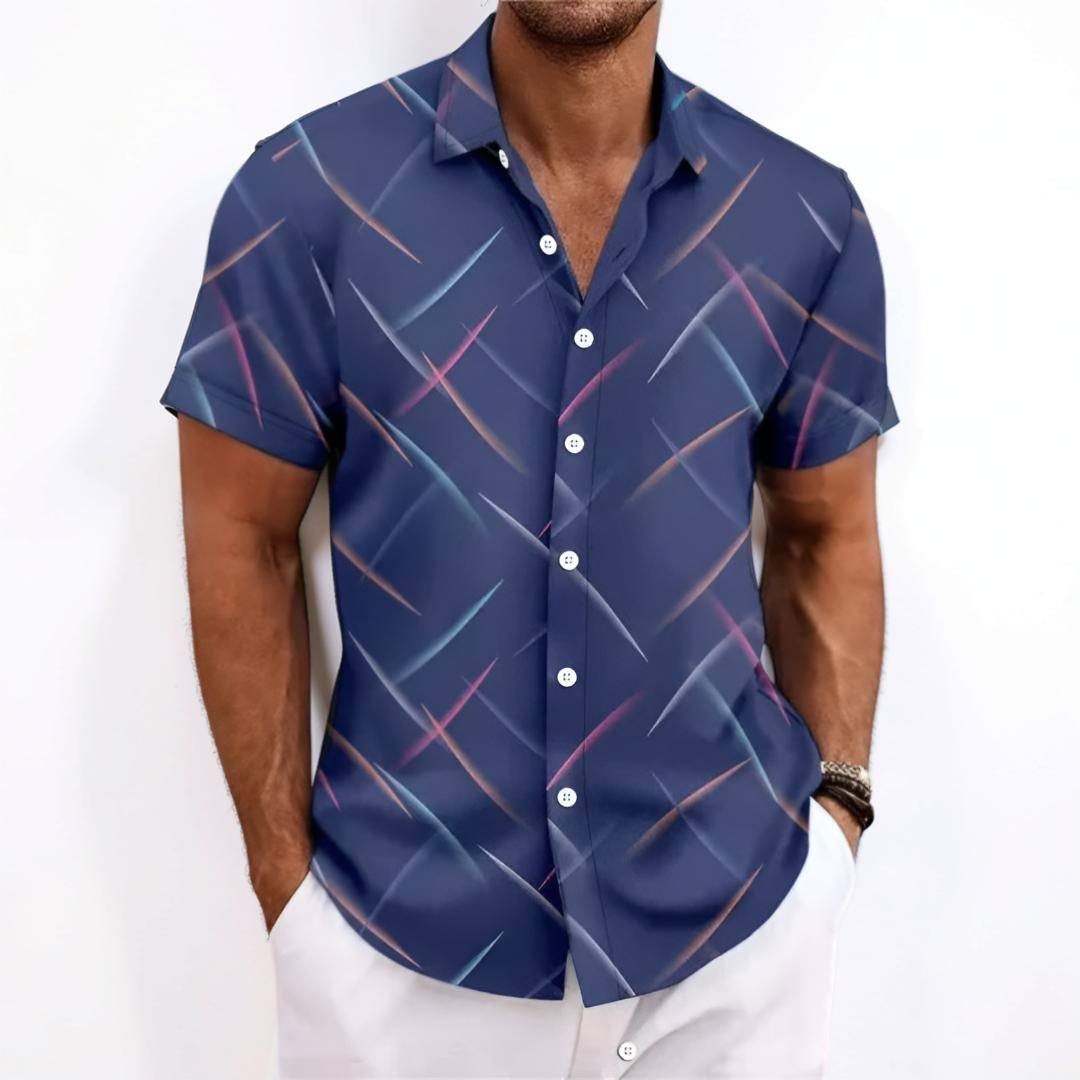 Chemise homme manches courtes décontractée rayée coupe régulière