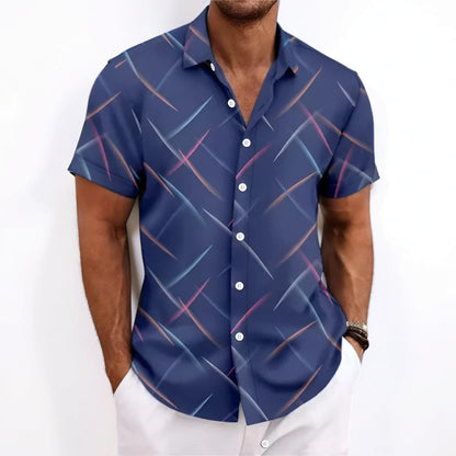 Chemise homme manches courtes décontractée rayée coupe régulière