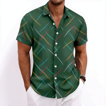 Chemise homme manches courtes décontractée rayée coupe régulière