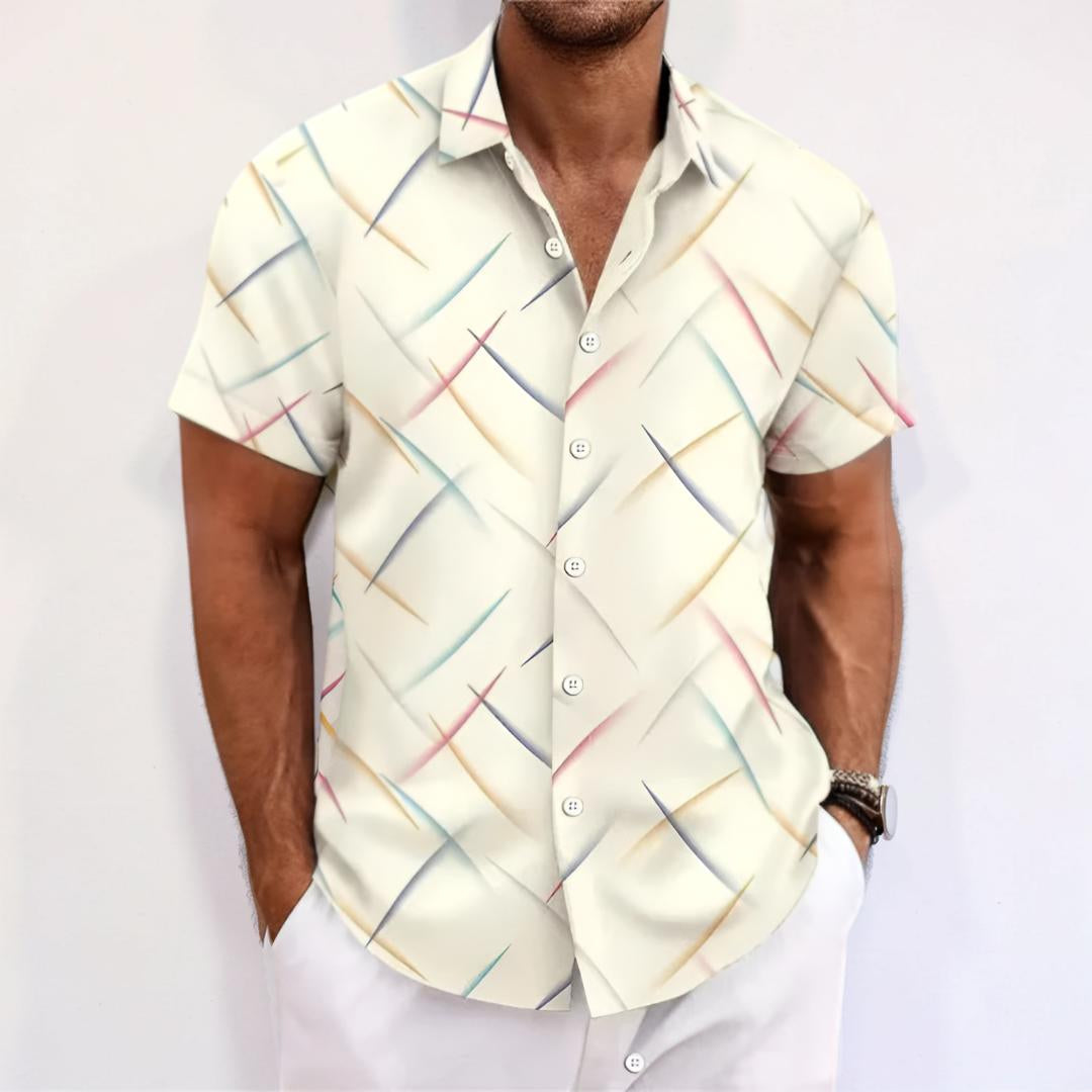 Chemise homme manches courtes décontractée rayée coupe régulière