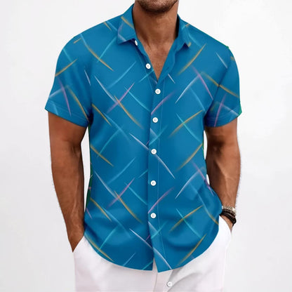 Chemise homme manches courtes décontractée rayée coupe régulière