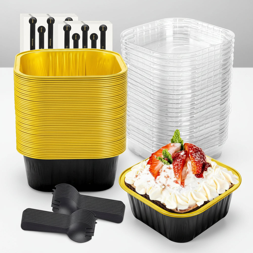 Stampi mini in alluminio con coperchio contenitori usa e getta per dolci dessert