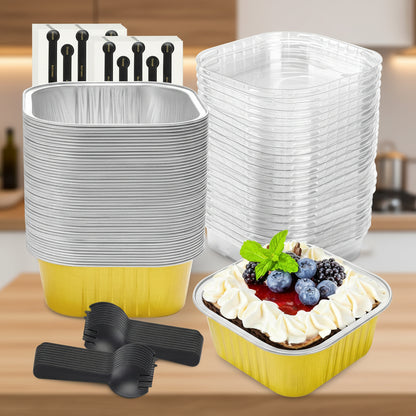 Stampi mini in alluminio con coperchio contenitori usa e getta per dolci dessert