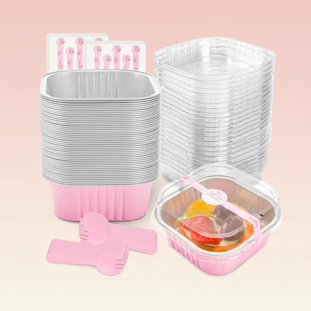 Stampi mini in alluminio con coperchio contenitori usa e getta per dolci dessert