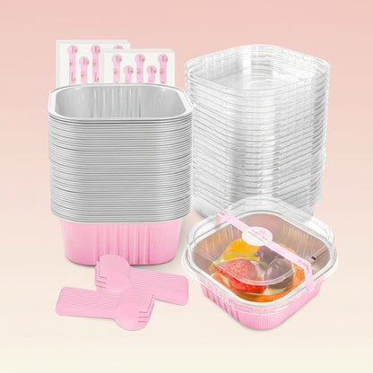 Stampi mini in alluminio con coperchio contenitori usa e getta per dolci dessert