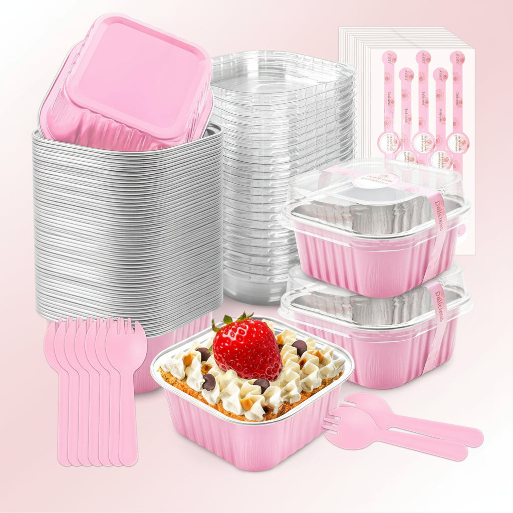Stampi mini in alluminio con coperchio contenitori usa e getta per dolci dessert