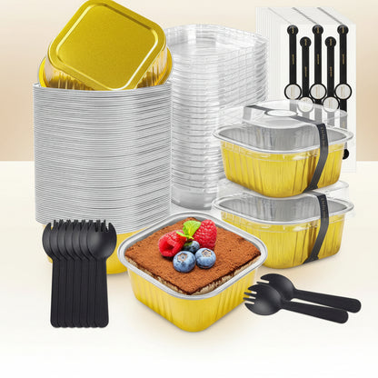 Stampi mini in alluminio con coperchio contenitori usa e getta per dolci dessert