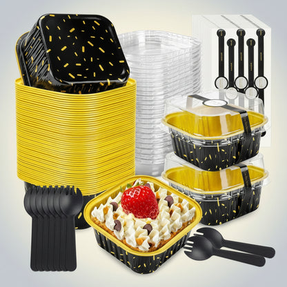 Stampi mini in alluminio con coperchio contenitori usa e getta per dolci dessert