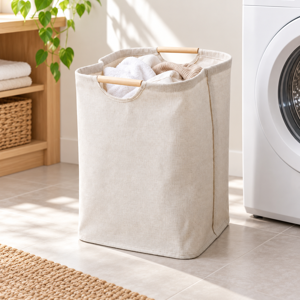 Minimalistischer Wäschekorb Für Zuhause Aus Natürlichem
