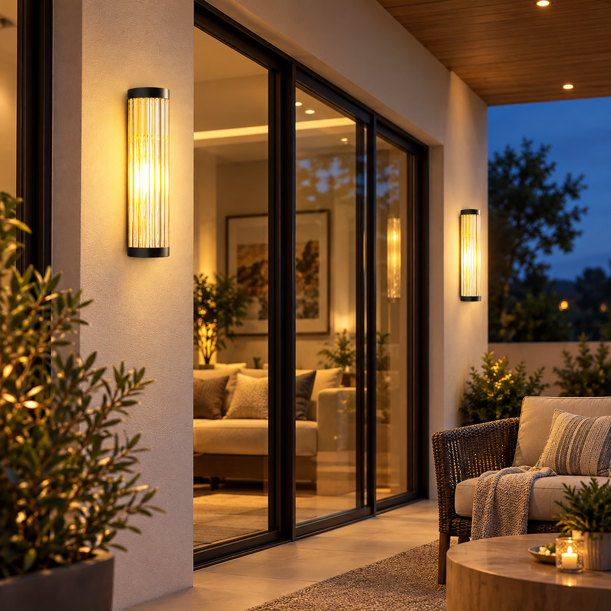 Moderne Außenwandleuchte Für Terrasse Mit Glasabdeckung