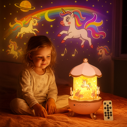 Night Light Projector Unicorn Children Music Starry Sky Gift