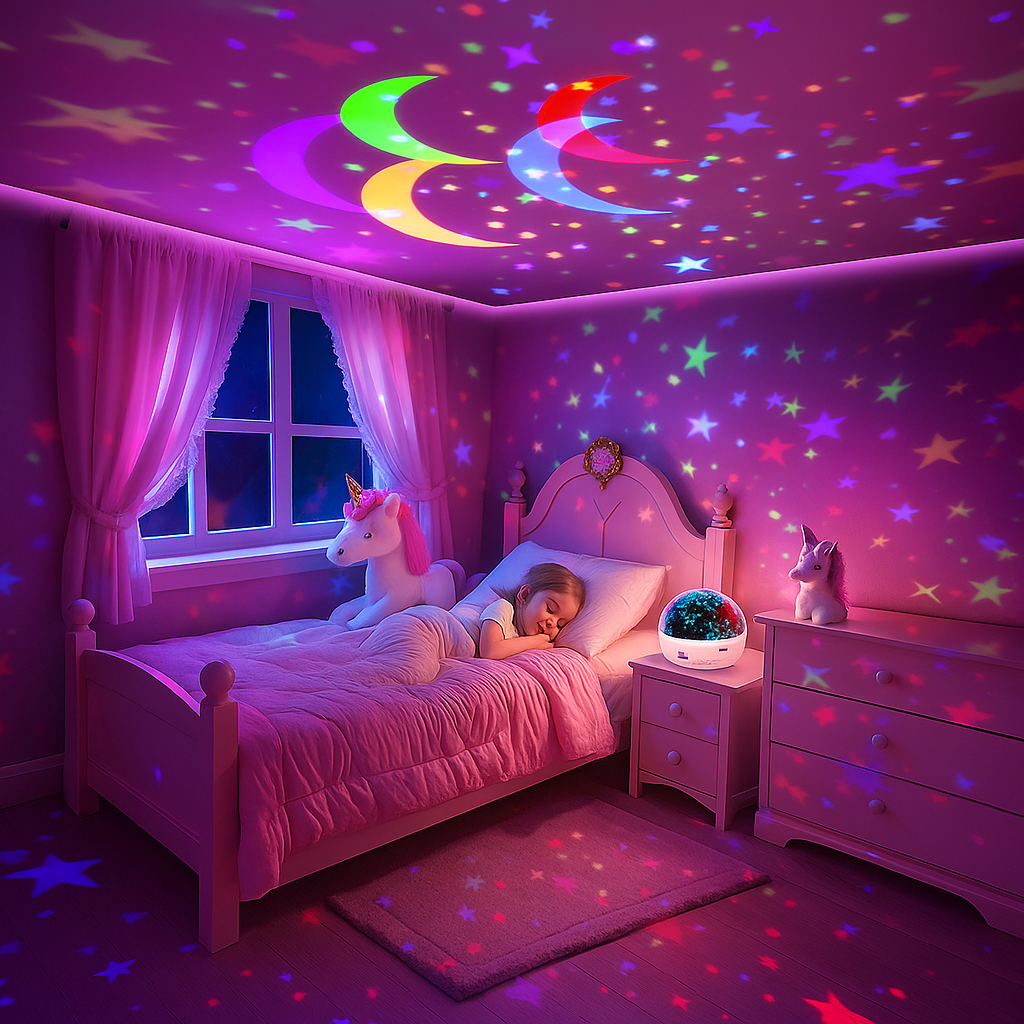 Night Light Projector Unicorn Children Music Starry Sky Gift