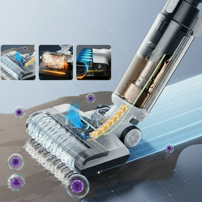 Nass- und Trockenstaubsauger Selbstreinigend Kabellos Bodenreiniger Leichter Mopp für Hartböden Tierhaare Essensreste Rundum-Reinigung ohne Auslass - Image 2