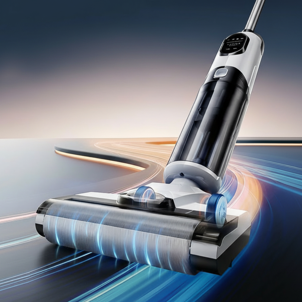 Nass- und Trockenstaubsauger Selbstreinigend Kabellos Bodenreiniger Leichter Mopp für Hartböden Tierhaare Essensreste Rundum-Reinigung ohne Auslass