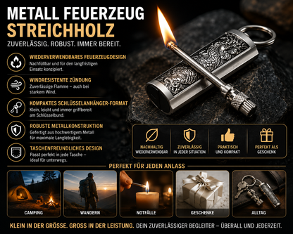 Accendino da esterno impermeabile in metallo tipo fiammifero