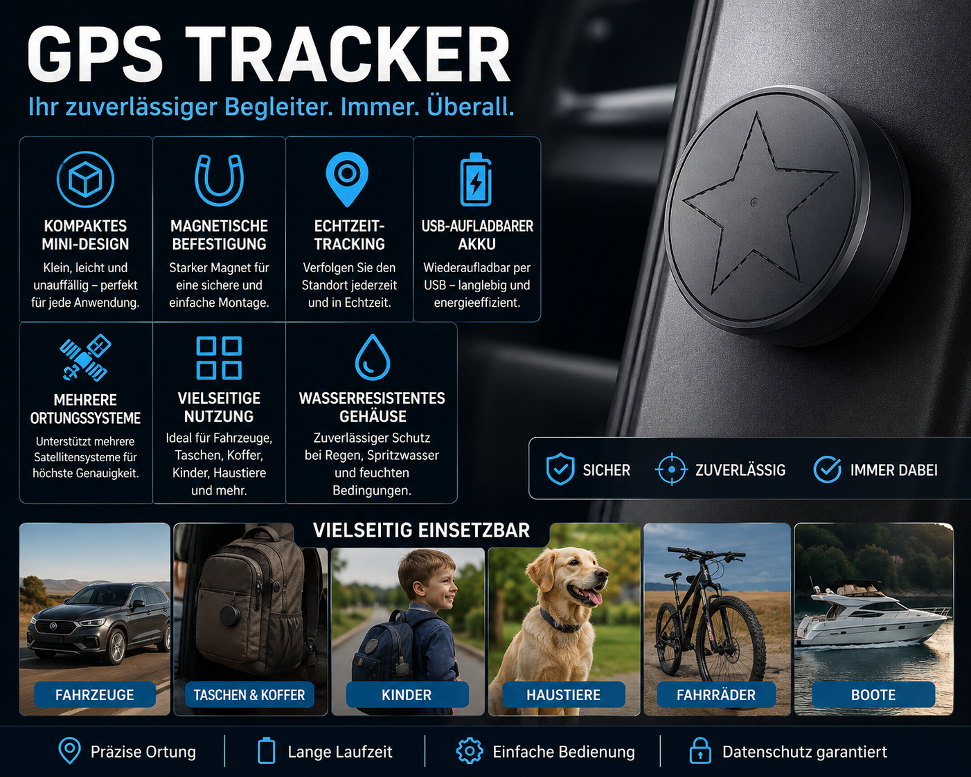 Rastreador GPS Mini Impermeable Magnético Auto Dispositivo Localización Compacto