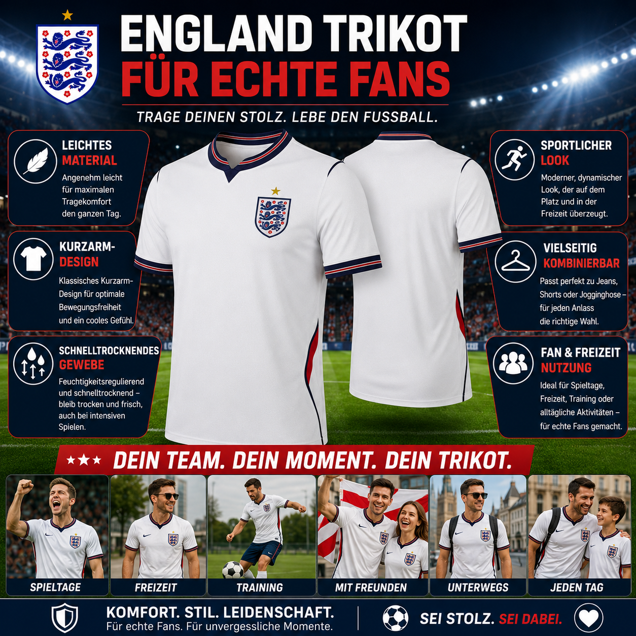 Maillot De Football Homme Angleterre Respirant Léger