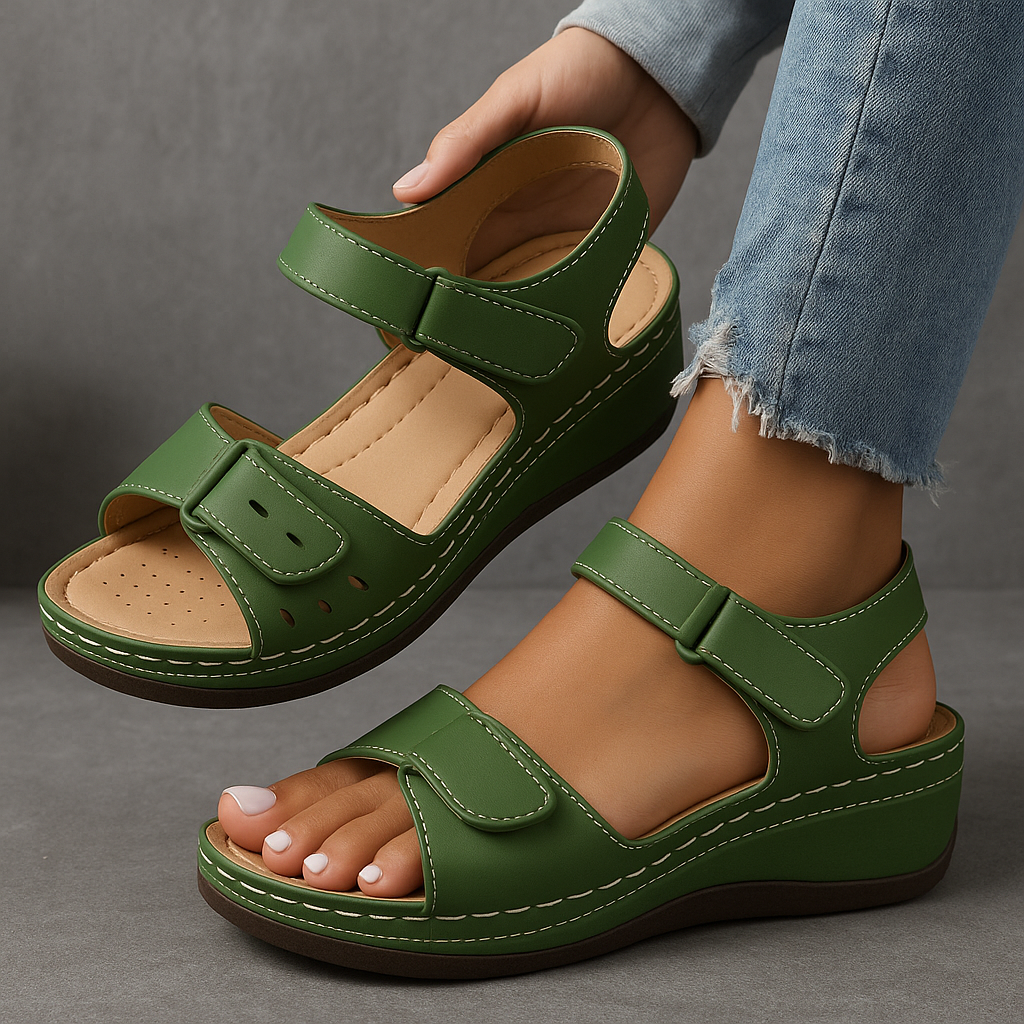 Damen Sandalen Riemen Keilabsatz Freizeit Stil