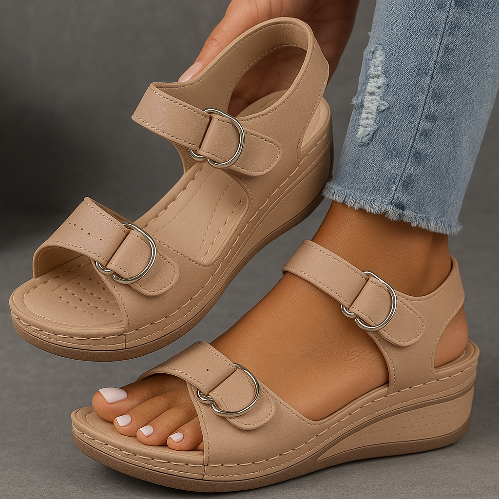 Damen Sandalen Riemen Keilabsatz Freizeit Stil