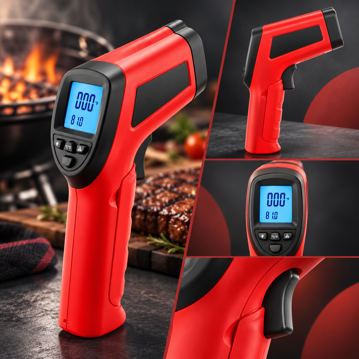 Oberflächenthermometer Mit Laserpointer Temperaturmessgerät Für Grill