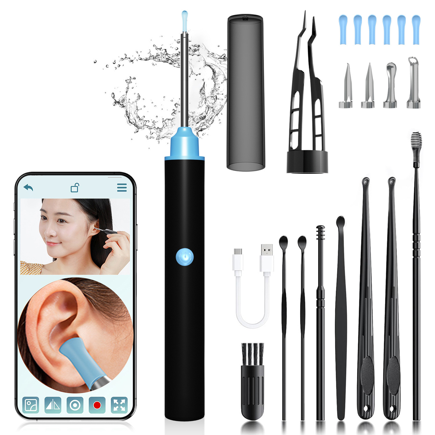 Nettoyeur d'oreilles électrique doux précis pour cérumen