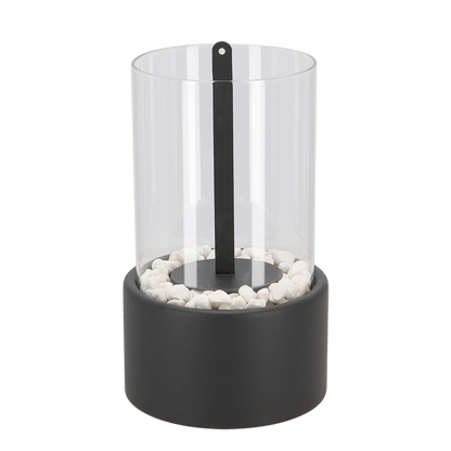 Tischfeuer Glas Metall Dekofeuer Lampe Modern