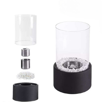 Tischfeuer Glas Metall Dekofeuer Lampe Modern