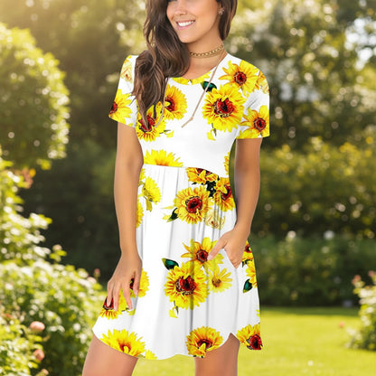 Robe Été Femme Ruffles Poches Vêtement Décontracté Confortable
