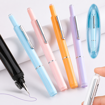 Stylo plume rétractable métal confort d'écriture rechargeable usage quotidien