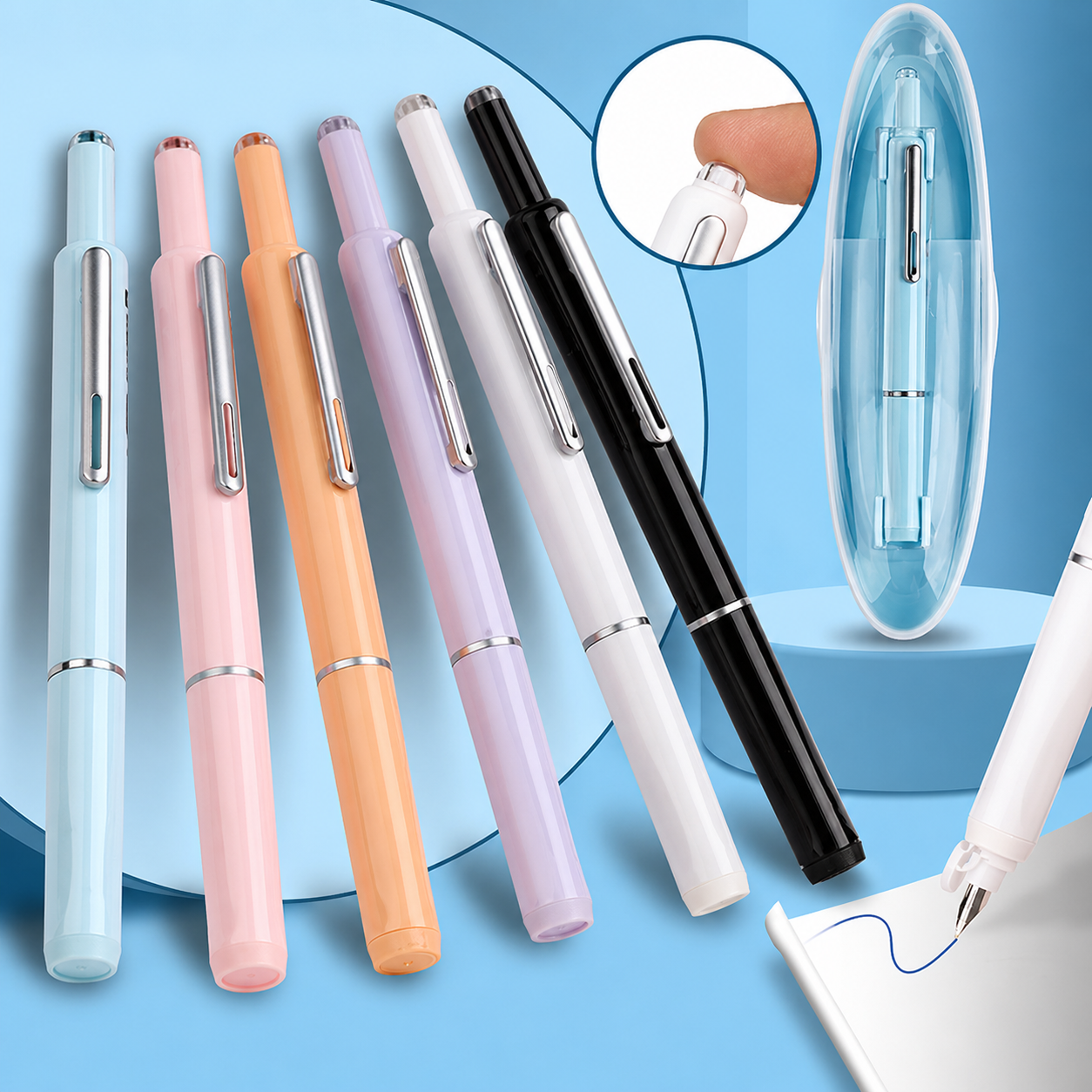 Stylo plume rétractable métal confort d'écriture rechargeable usage quotidien