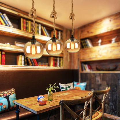 Lampada a sospensione Vetro Corda Stile industriale Illuminazione interna