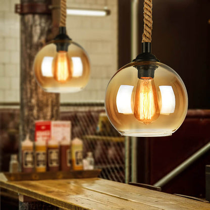 Lampada a sospensione Vetro Corda Stile industriale Illuminazione interna