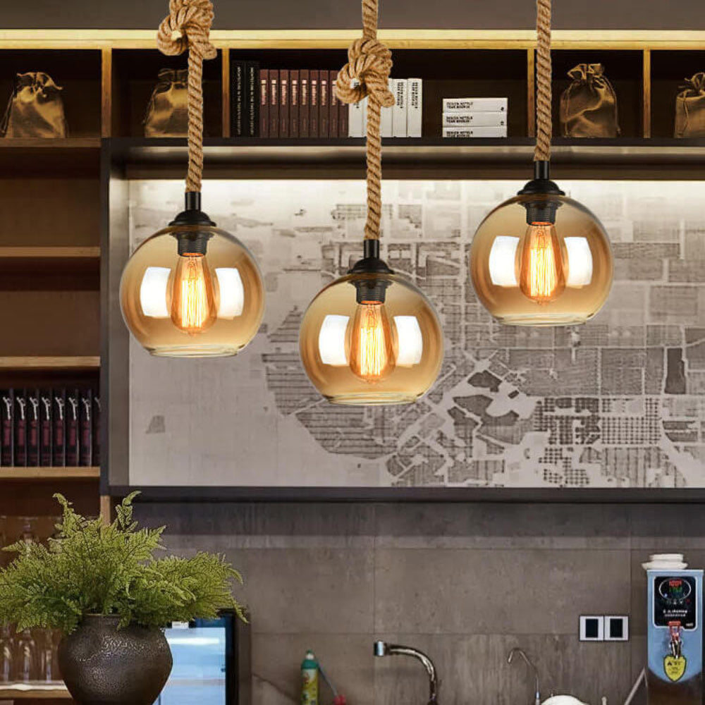 Lampada a sospensione Vetro Corda Stile industriale Illuminazione interna