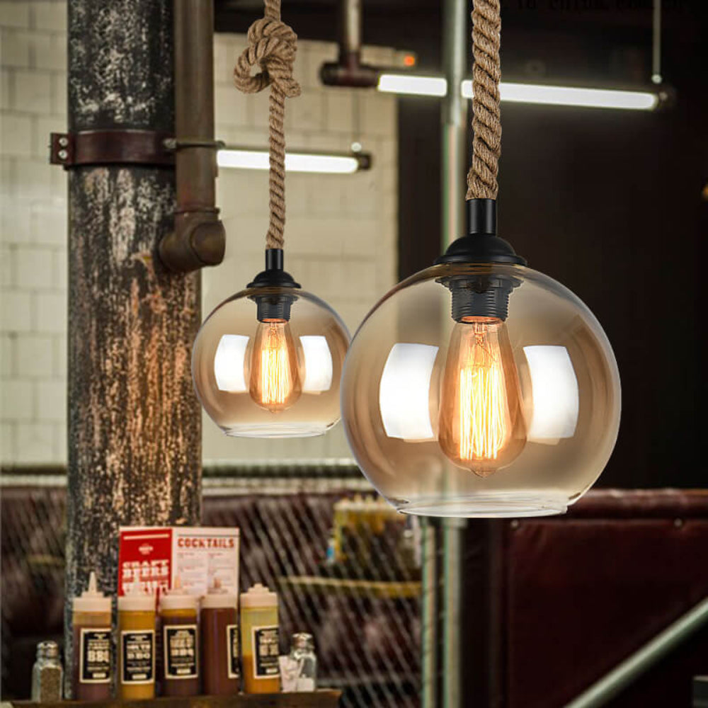 Lampada a sospensione Vetro Corda Stile industriale Illuminazione interna