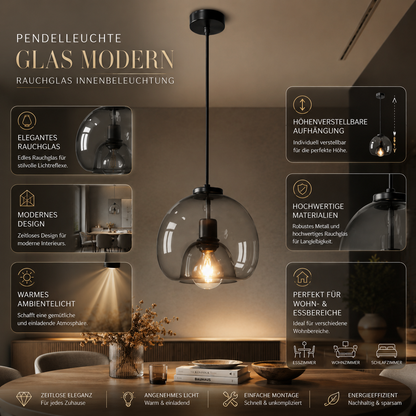 Lampada a sospensione Vetro Moderno Vetro fumé Illuminazione interna