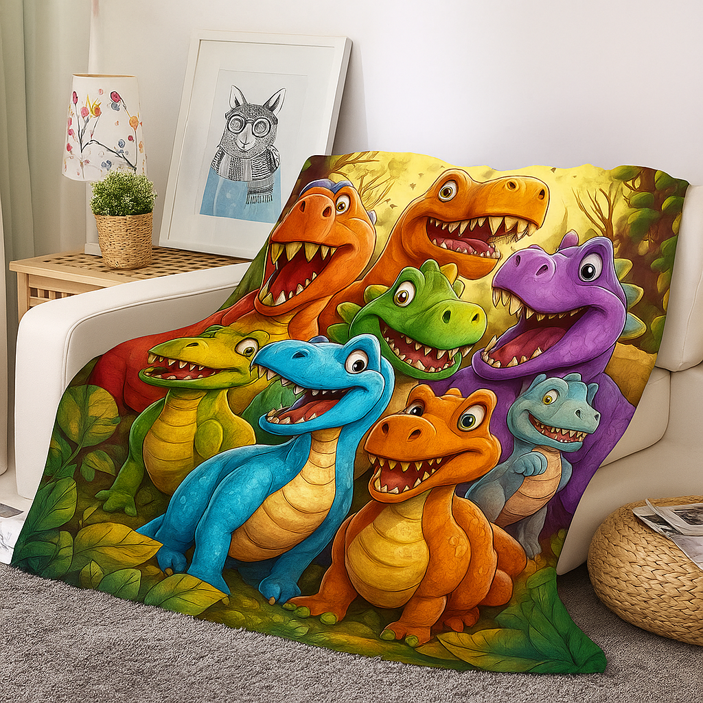 Personalized Dinosaur Cuddle Blanket Soft Gift Blanket