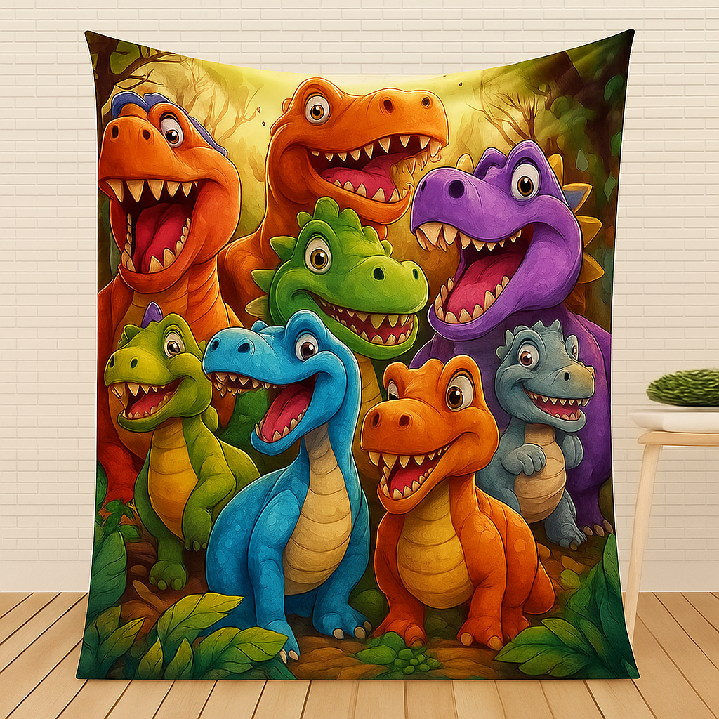 Personalized Dinosaur Cuddle Blanket Soft Gift Blanket
